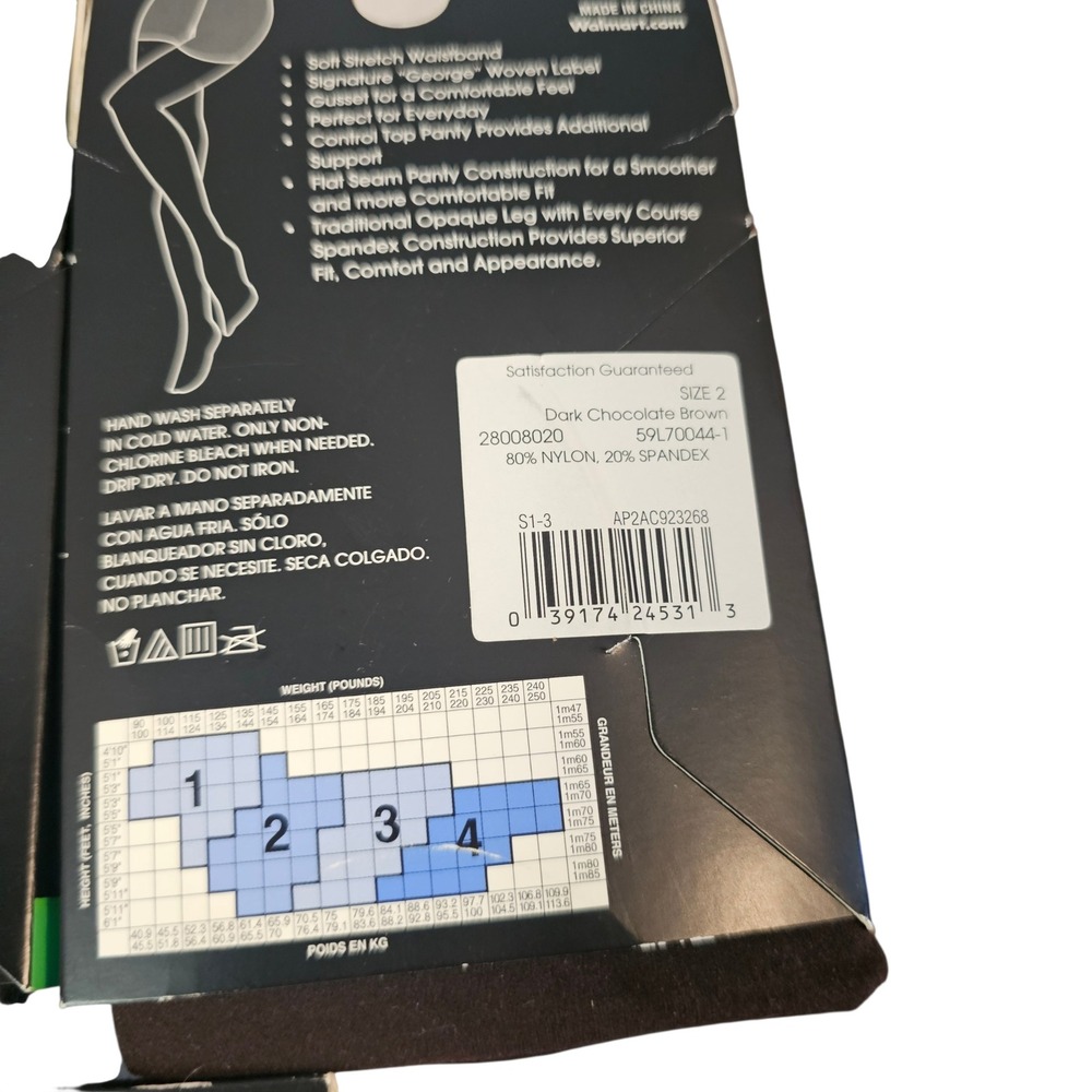 George Womens Tights Bundle 5 Pairs Size 2 Black Brown Camel Diamond Control Top - Picture 2 of 9